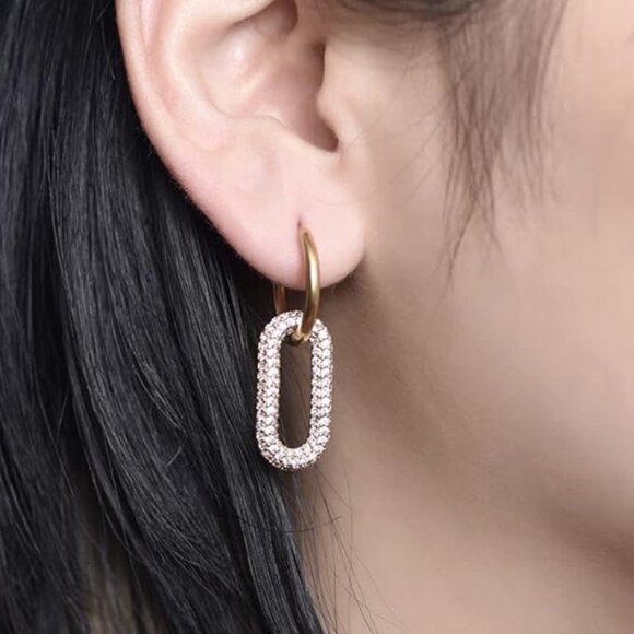 TORY BURCH Roxanne Link Earrings in Tory Gold New Ivory NWT - Picture 3 of 3